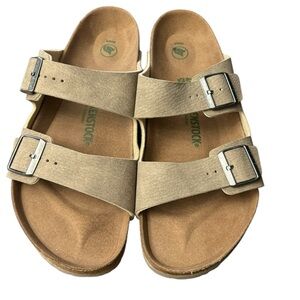 Birkenstock Tan Sandals with Silver Buckles size 12 NWOT